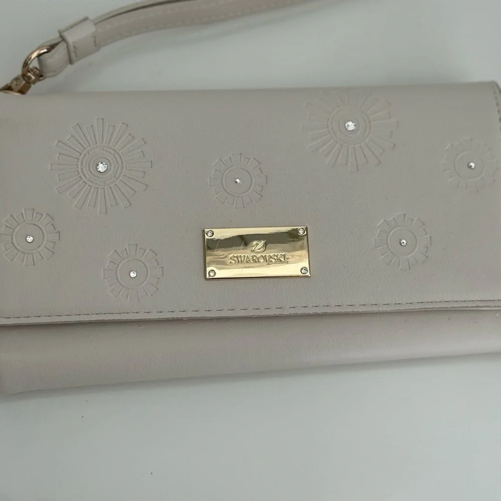Swarovski Cream Wristlet Clutch with Gold Hardware